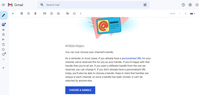 youtube handle email